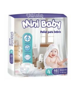Pañal desechable marca Mini Baby Talla G 7-18 Kg 16 Unidades
