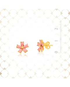 Zarcillo de Oro Enchapado Dorado Aleación Esmaltado Flor Rosado ó Rojo Ancho: 1 Alto: 1