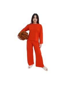 Conjunto Rib Mono Y Cuello Redondo Naranja