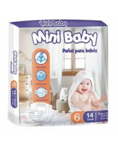 Pañal desechable marca Mini Baby Talla XXG +13 Kg 14 Unidades