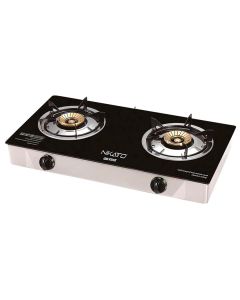 Cocina Portátil a Gas Superficie de Vidrio Nikatto 2 Hornilla 90mm