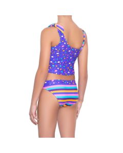 Tankini con Panty Asimetrico Pink