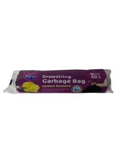 Bolsas de Basura Económica con Cordón Olor a Limón 55x60cm 40L Parex 15 Und