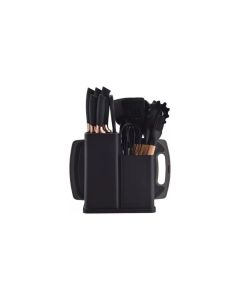 Set 19 Utensilios Cucharones De Silicona Kitchen Cuchillos Negro