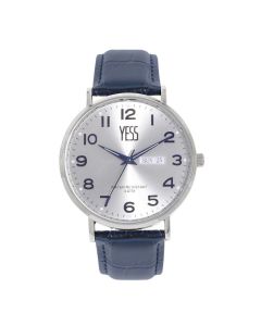 Reloj Yess Casual Caballero Grande Cuero Azul Analógico 3ATM
