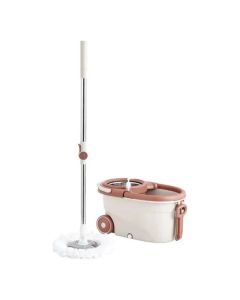 Set Mopa Y Balde Trapeador Giratorio Con Ruedas 360°