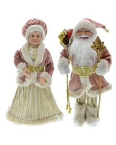 Pack Muñecos Navideños Mamá Y Santa Claus Adorno Arból 45cm