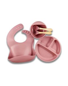 Set De Alimentación Babero Para Bebé Cuchara Tenedor Silicón