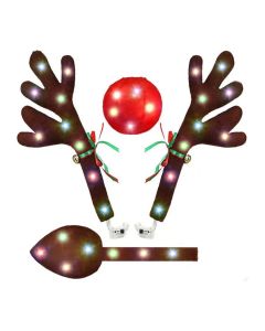 Orejas Reno Cola Y Nariz Luces Para Carro Decoración Navidad