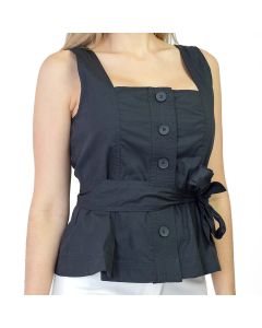 Blusa DKNY con botones frontales y lazo