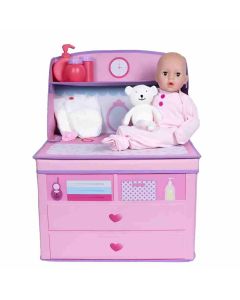 Muñeca Bebe Con Cambiador Almacenamiento Pañales Y Chupon