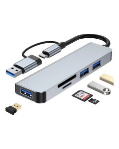 Adaptador HUB USB-C 5 en 1 – SD/TF + 3 USB para laptop y tablet