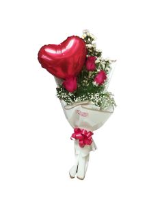 Ramillete Con 3 Rosas Y Globo